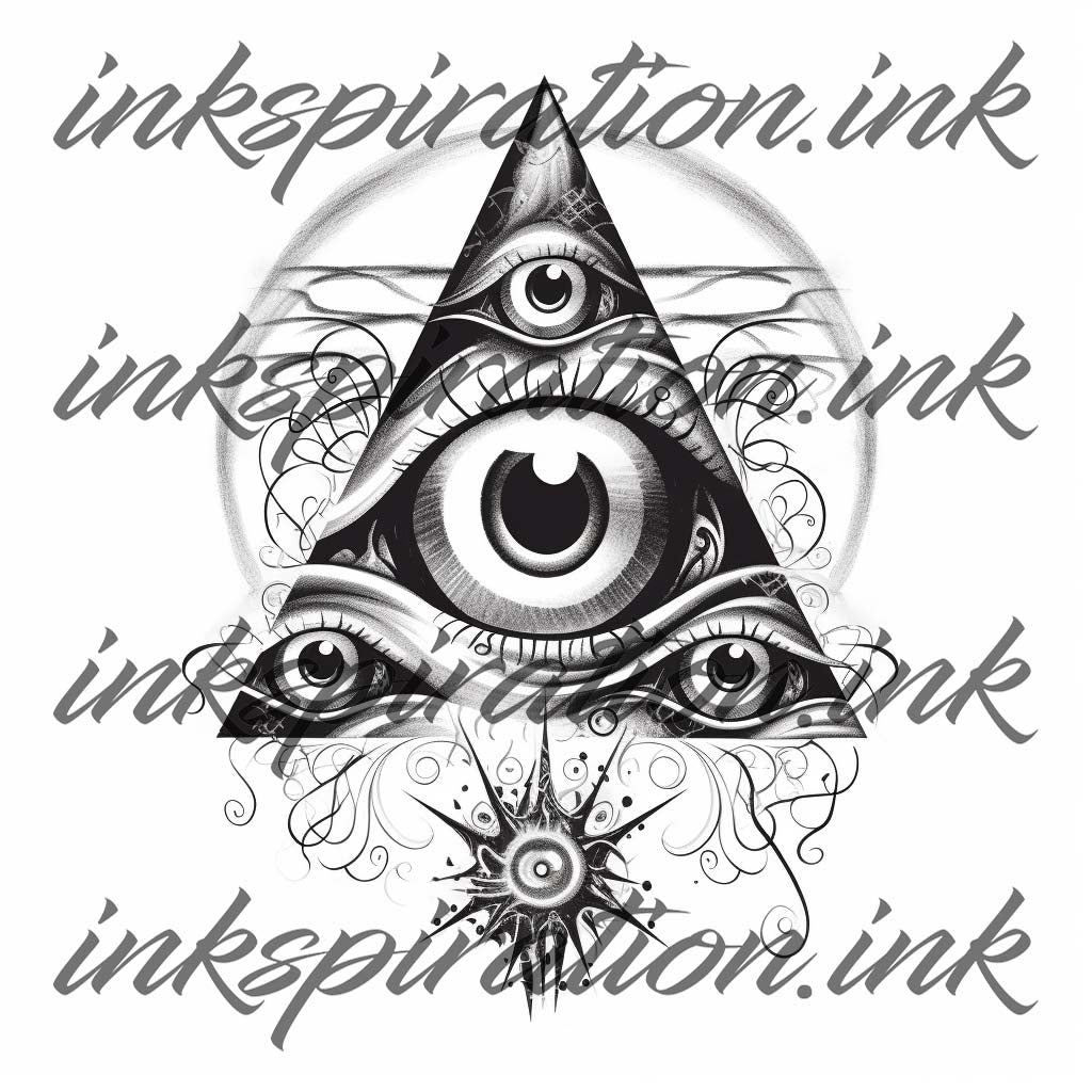 Surrealistic tattoo design - illuminati eye 2