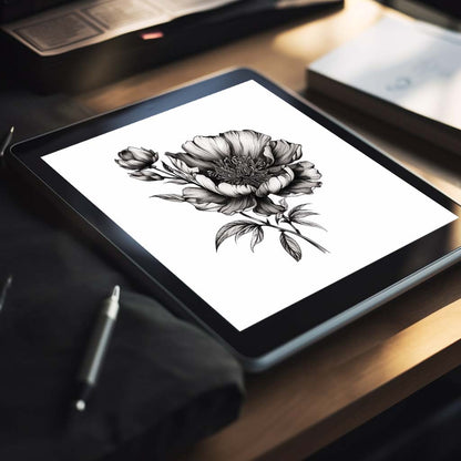 Blackwork tattoo design - flower 2