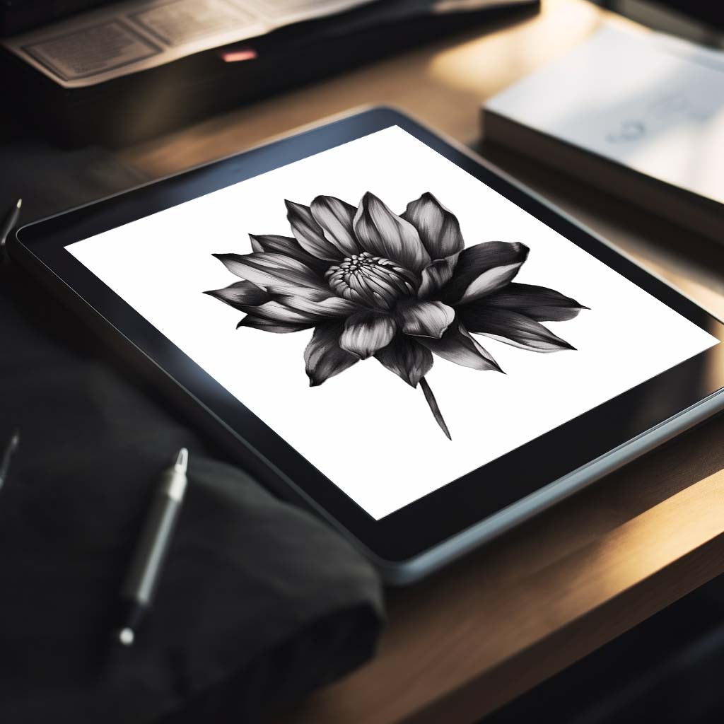 Blackwork tattoo design - flower 3