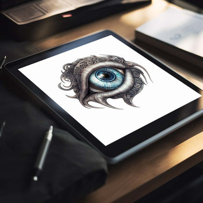 Surrealistic tattoo design - eye of creature 3