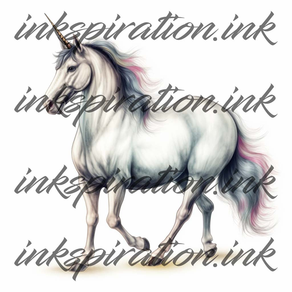 Realistic tattoo design - Unicorn