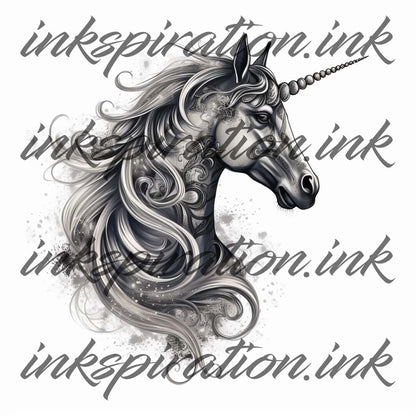 Realistic tattoo design - Unicorn 4