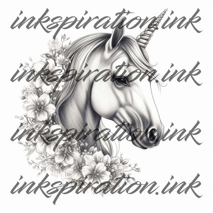 Realistic tattoo design - Unicorn 5