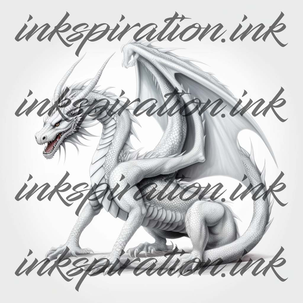 Realistic tattoo design - White Dragon