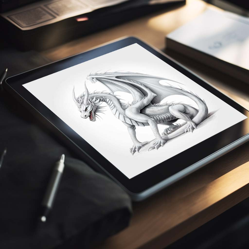 Realistic tattoo design - White Dragon