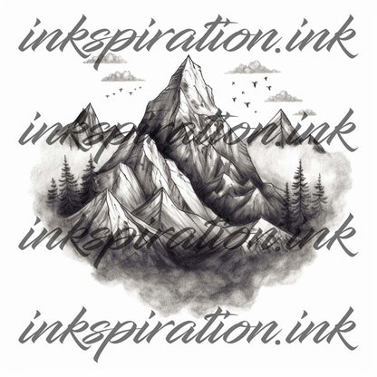 Realistic tattoo design - Mountains 3