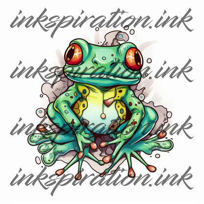 New school tattoo design - Frog 3