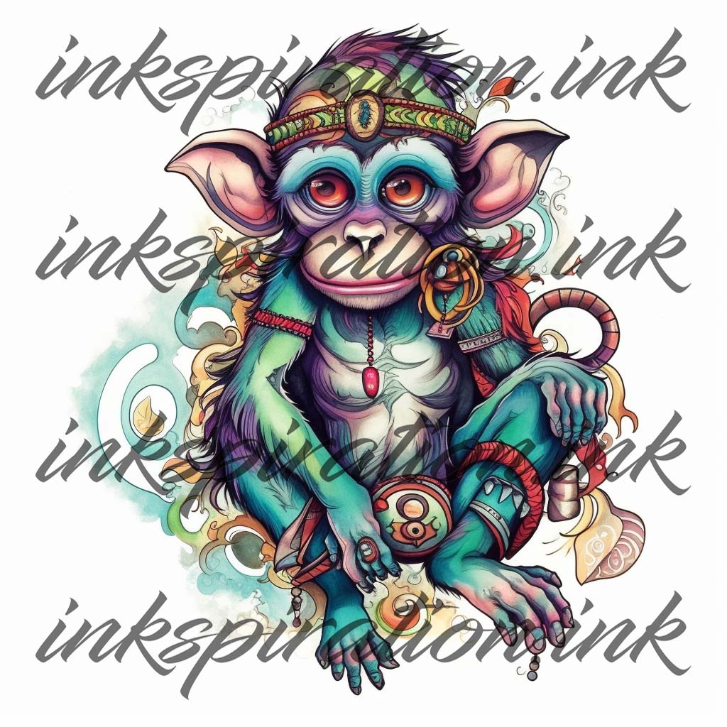 New school tattoo design - Monkey 2