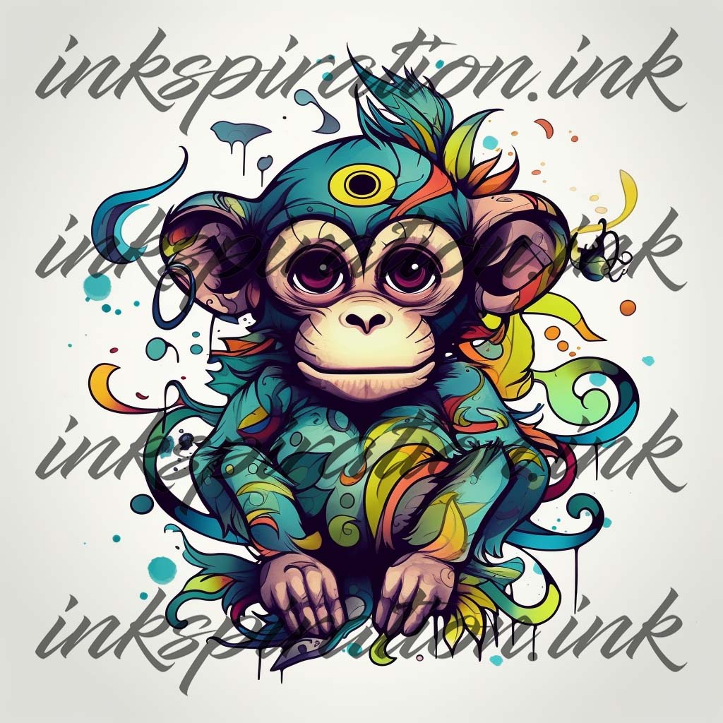 New school tattoo design - Monkey 3