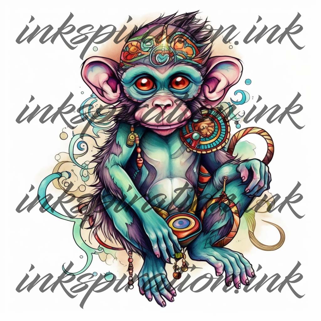 New school tattoo design - Monkey 6