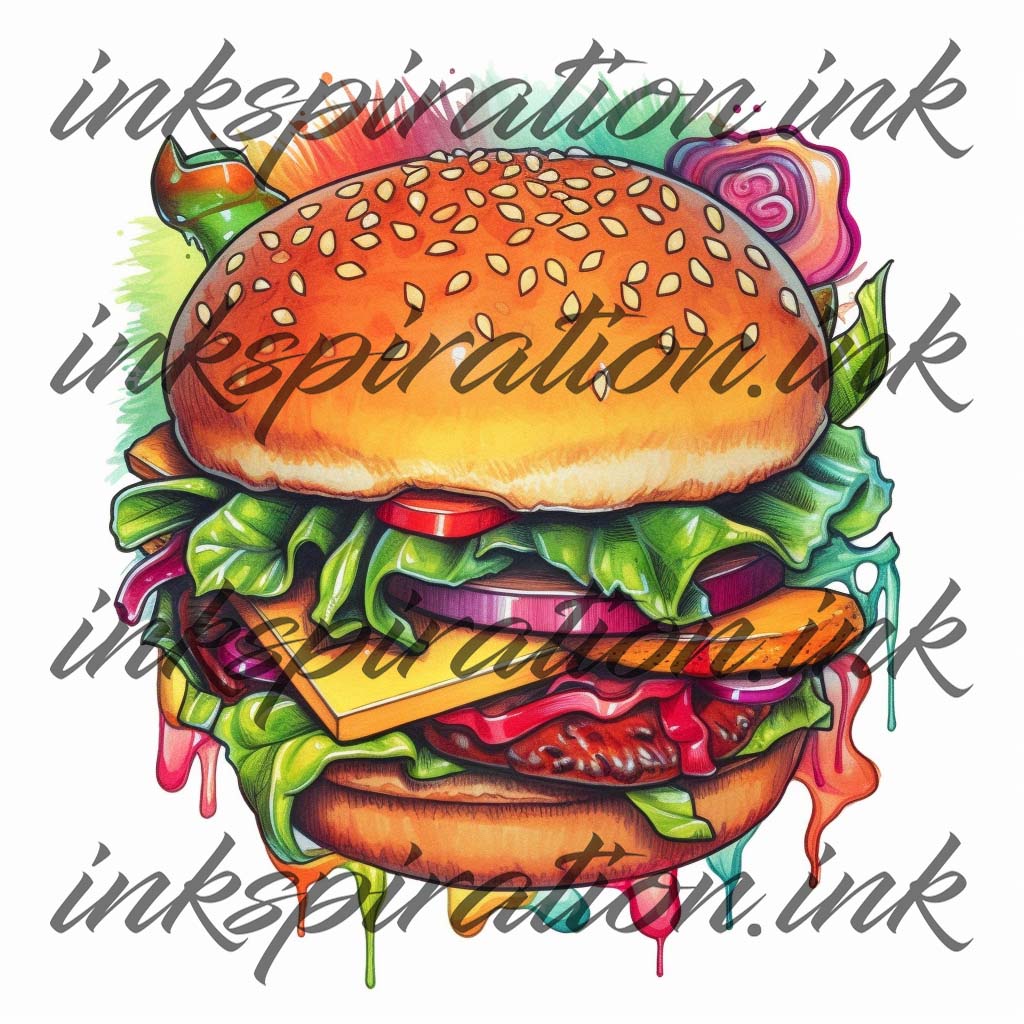 New school tattoo design - Burger