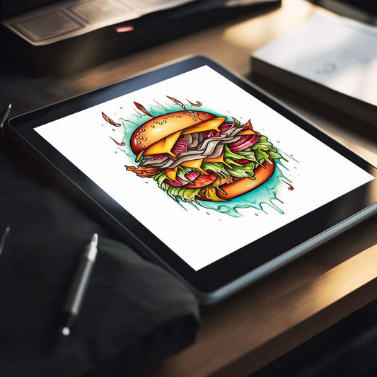 New school tattoo design - Burger 3
