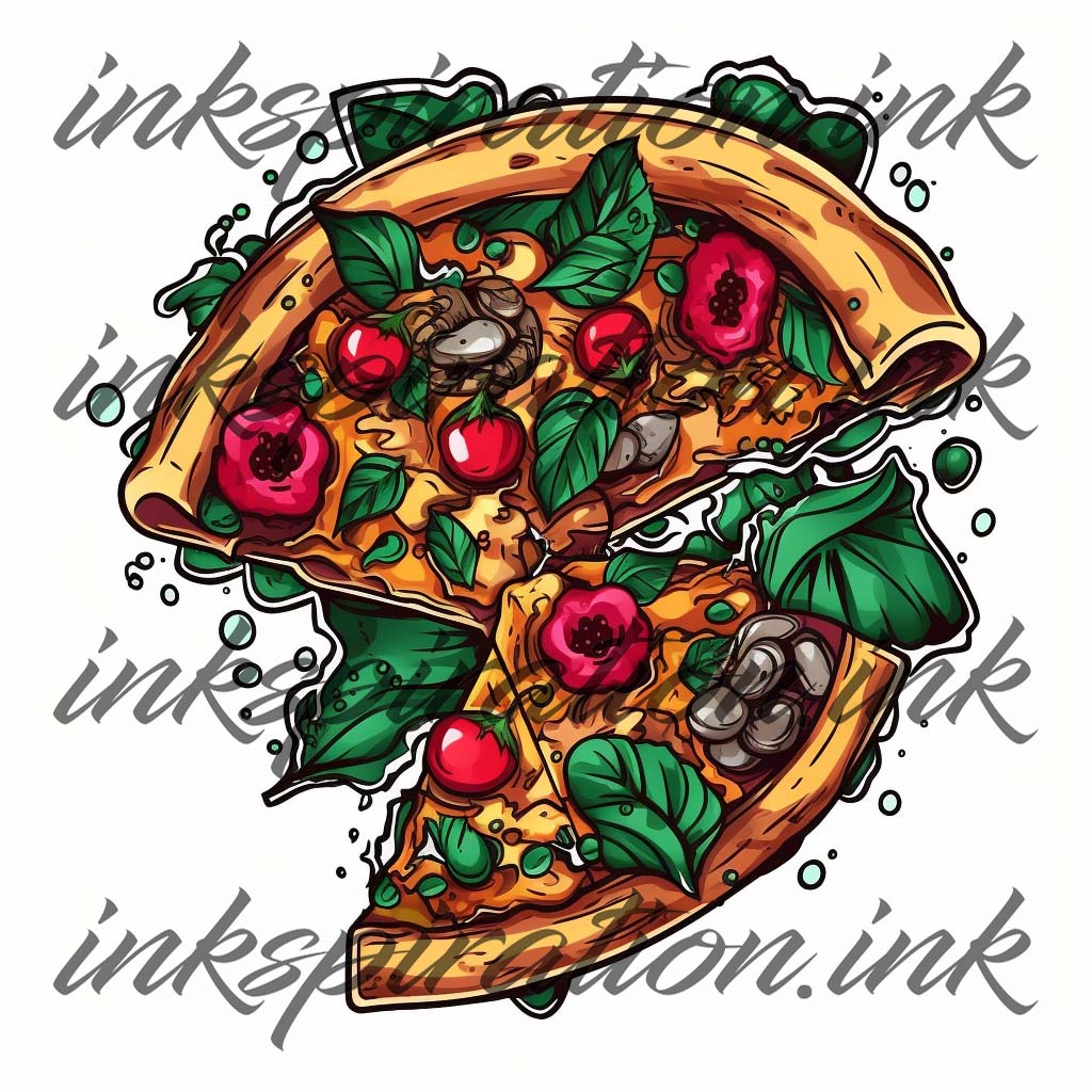 New school tattoo design - Pizza