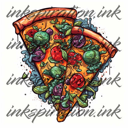 New school tattoo design - Pizza 3