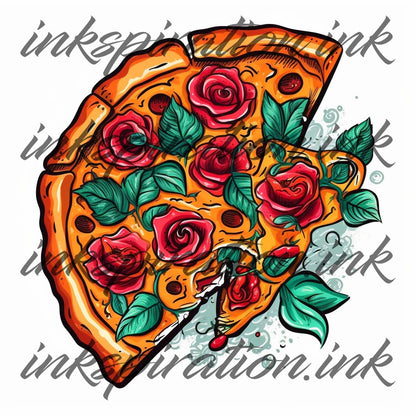 New school tattoo design - Pizza 4