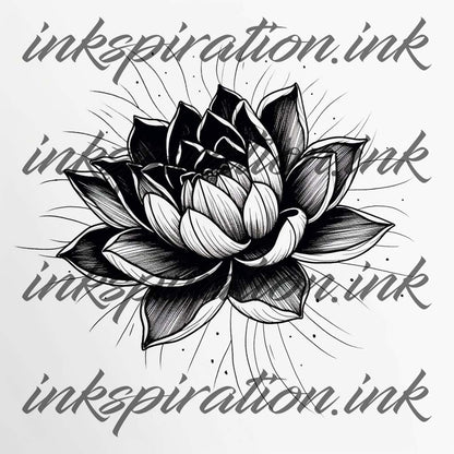 Blackwork tattoo design - flower 1