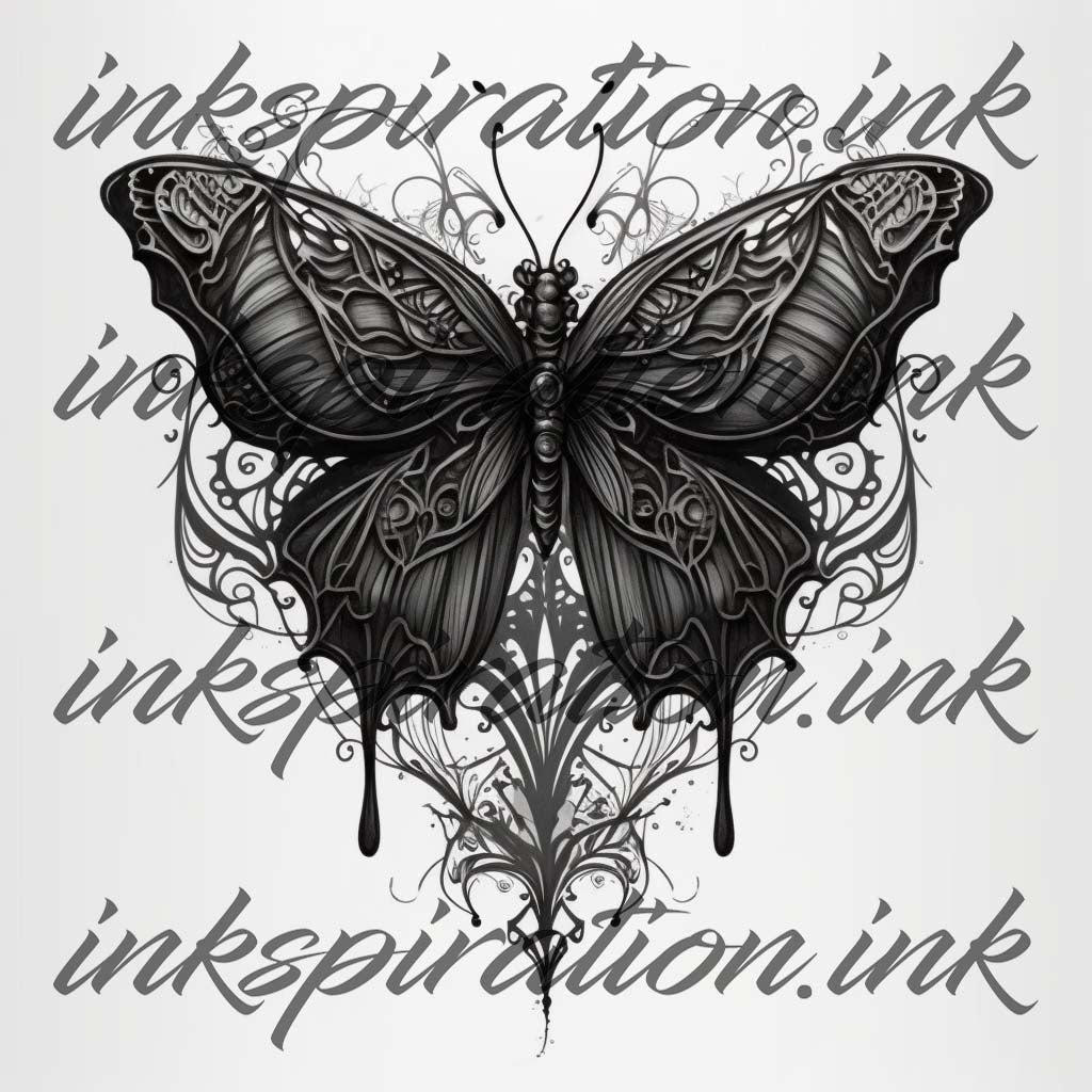 Blackwork tattoo design - butterfly 2