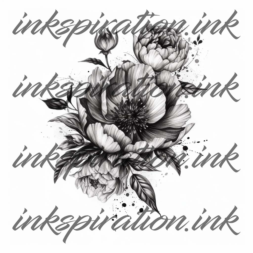 Blackwork tattoo design - flower 4