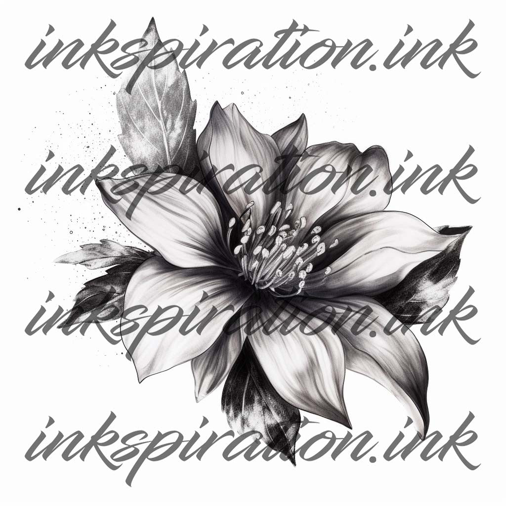 Blackwork tattoo design - flower 5