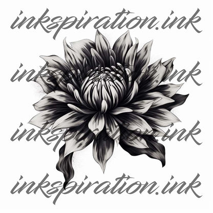 Blackwork tattoo design - flower 7