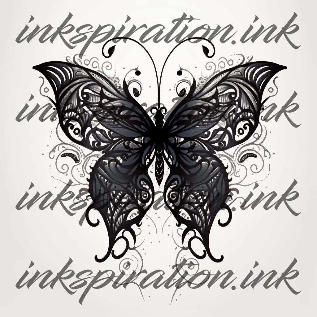 Blackwork tattoo design - butterfly 3