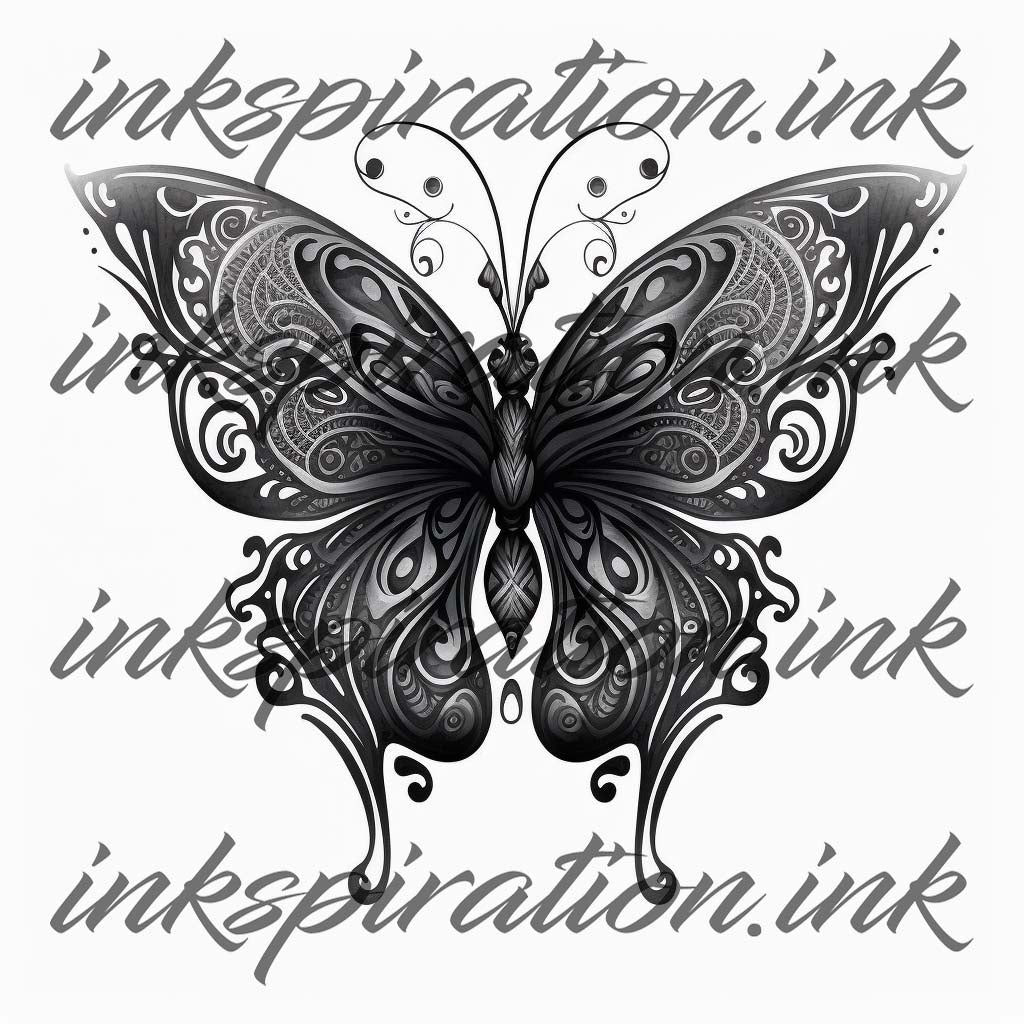 Blackwork tattoo design - butterfly 4