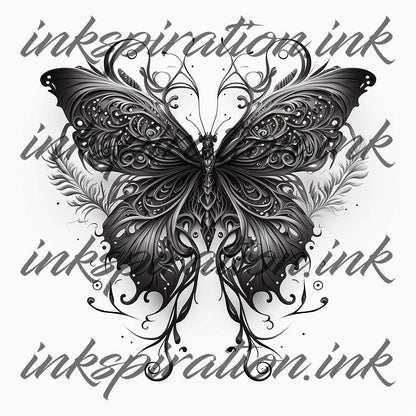 Blackwork tattoo design - butterfly 5